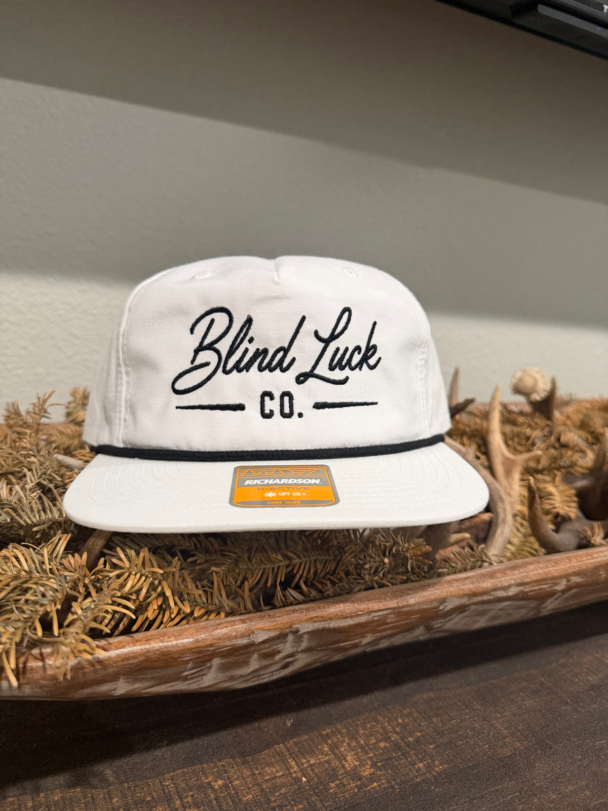 Blind Luck Co Cursive Rope Hat White