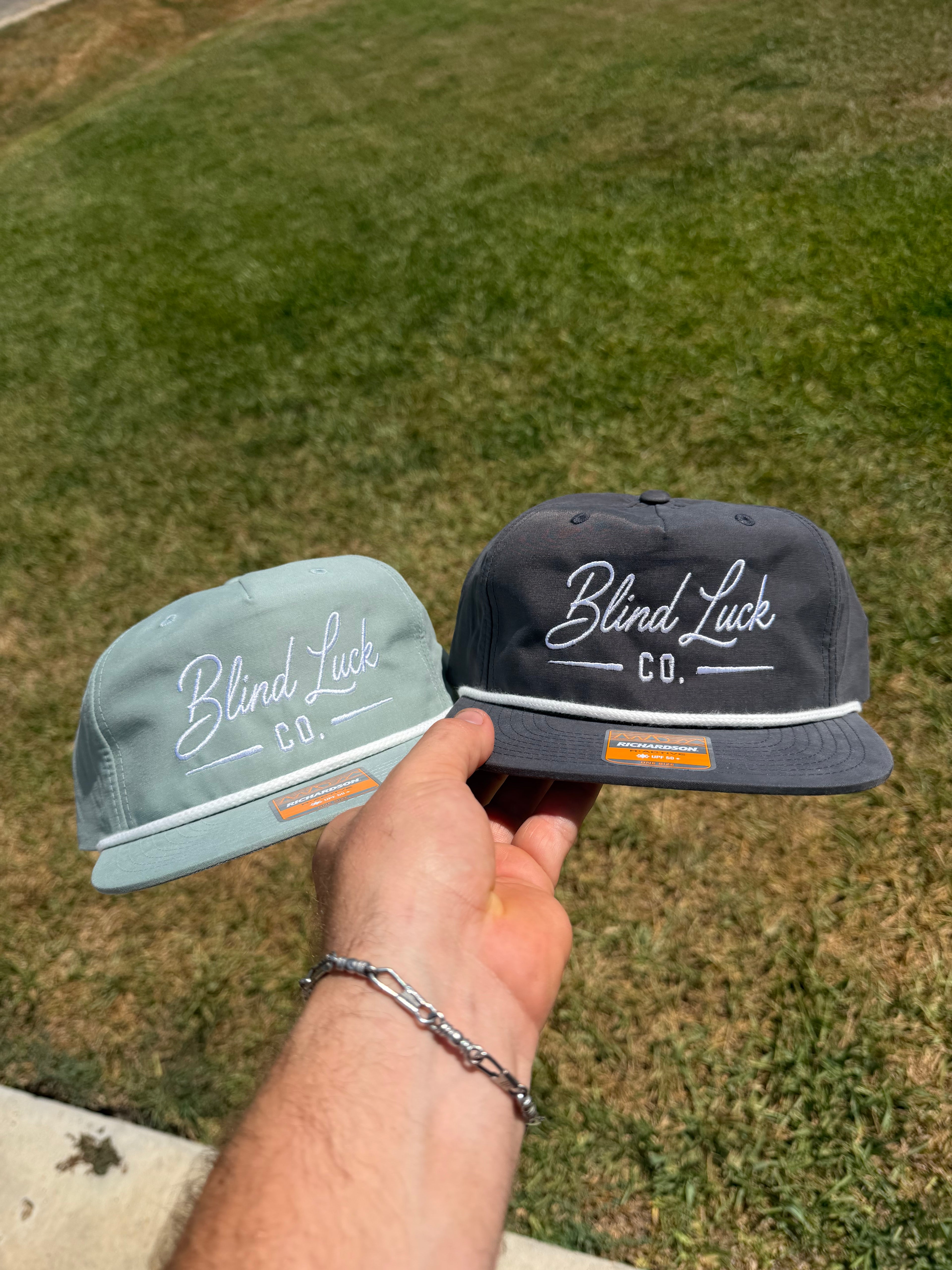 Blind Luck Co Cursive Rope Hat Dusty Blue