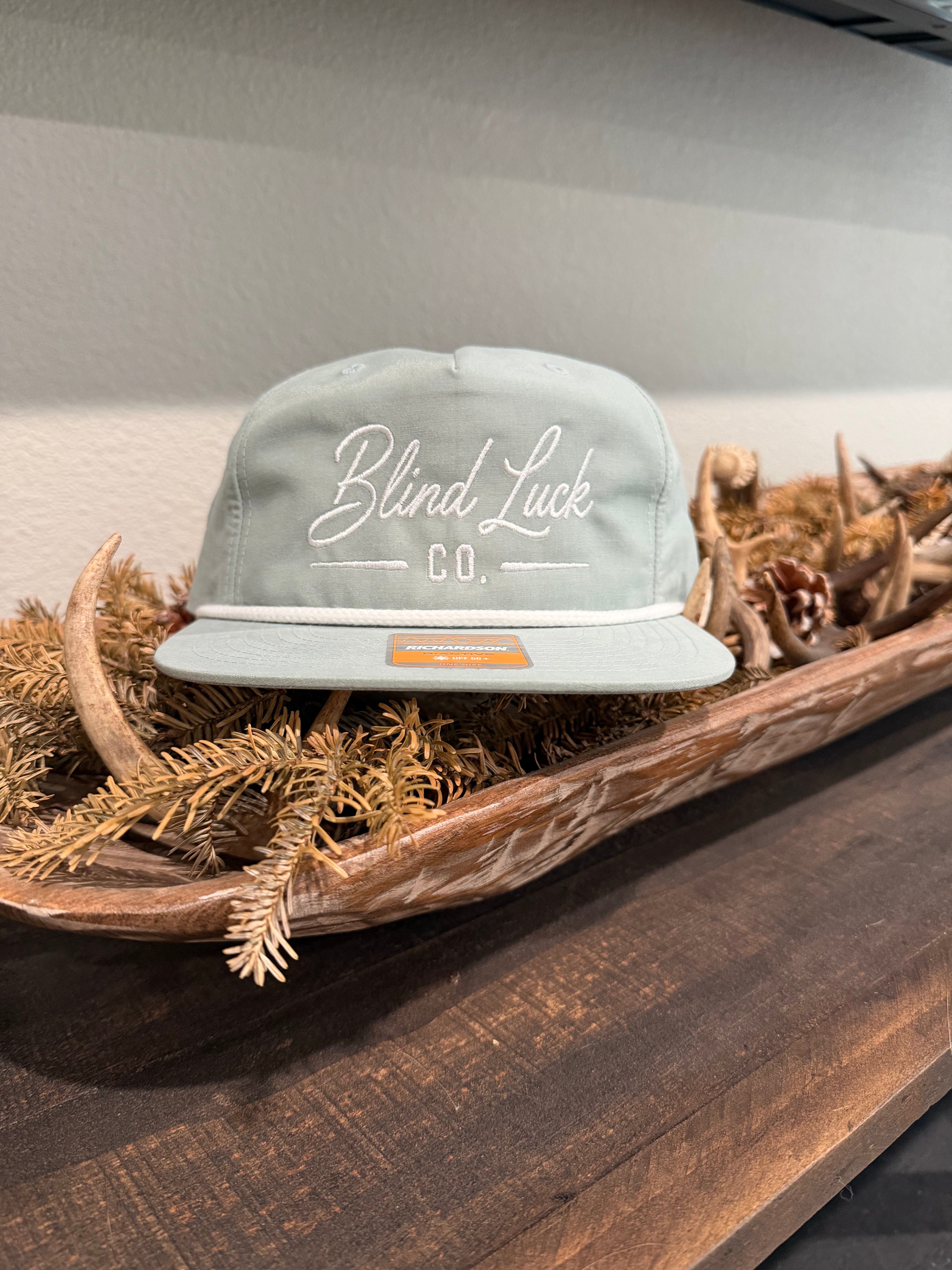 Blind Luck Co Cursive Rope Hat Dusty Blue